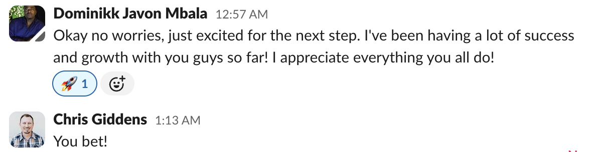 Dominikk Mbala — a lot of success and growth